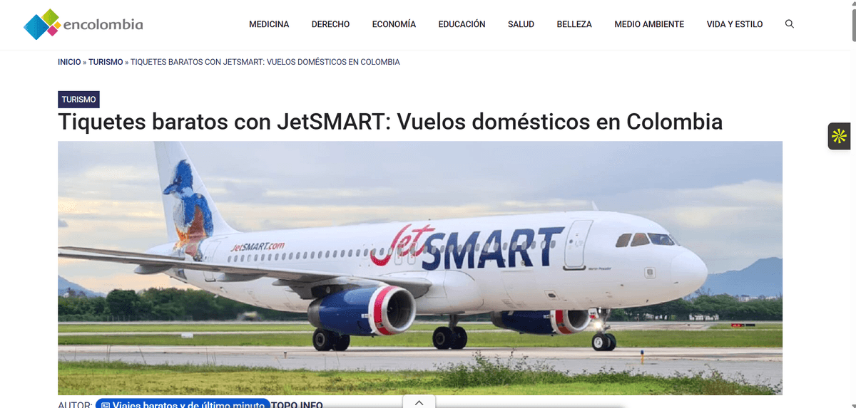 Nota de prensa de JetSMART en EnColombia